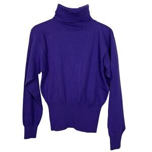 Snuggler Ski Wear Turtleneck Sweater Women's‎ L Purple Wool Acrylic Vintage 80's